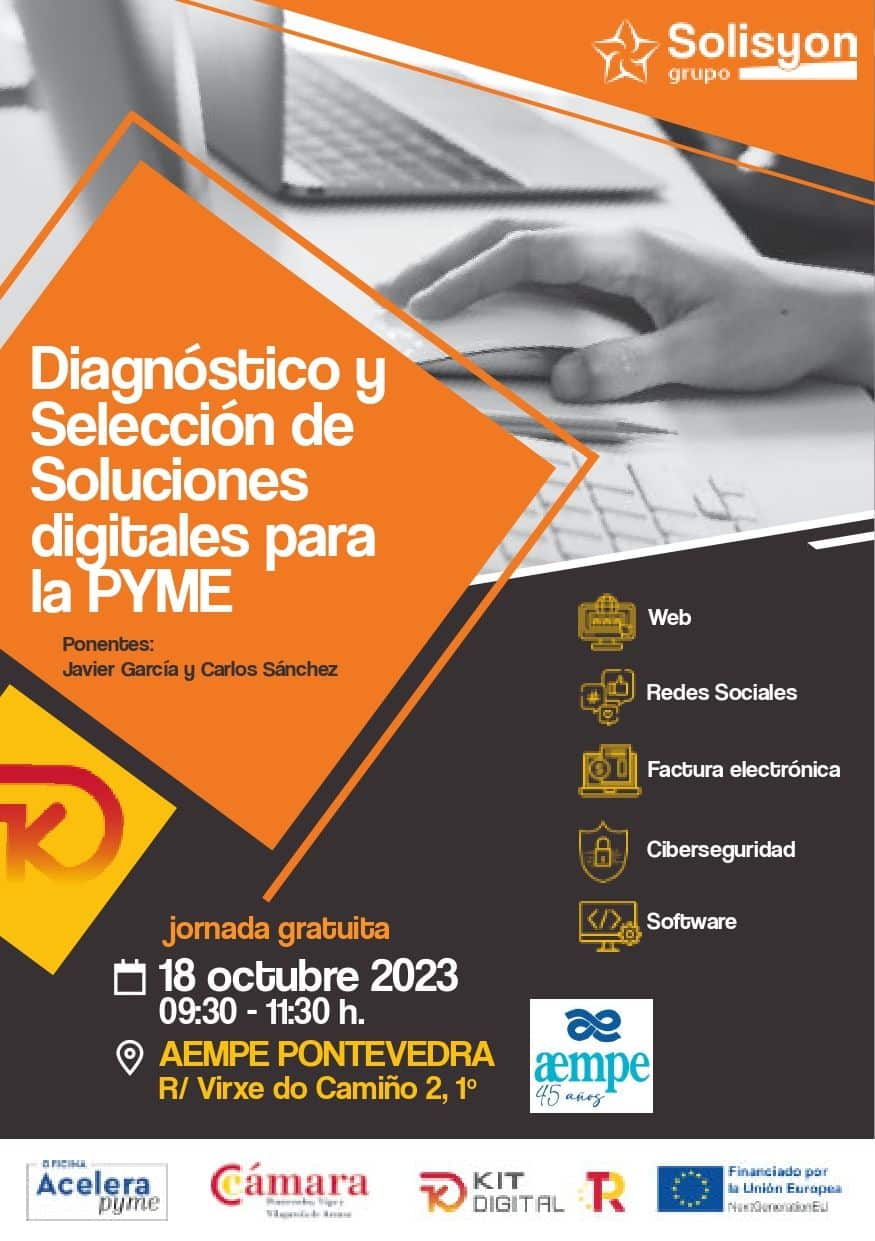 Cartel "Diagnóstico y selecciones de Soluciones Digitales para la PYME" - Jornada que se realizará en AEMPE